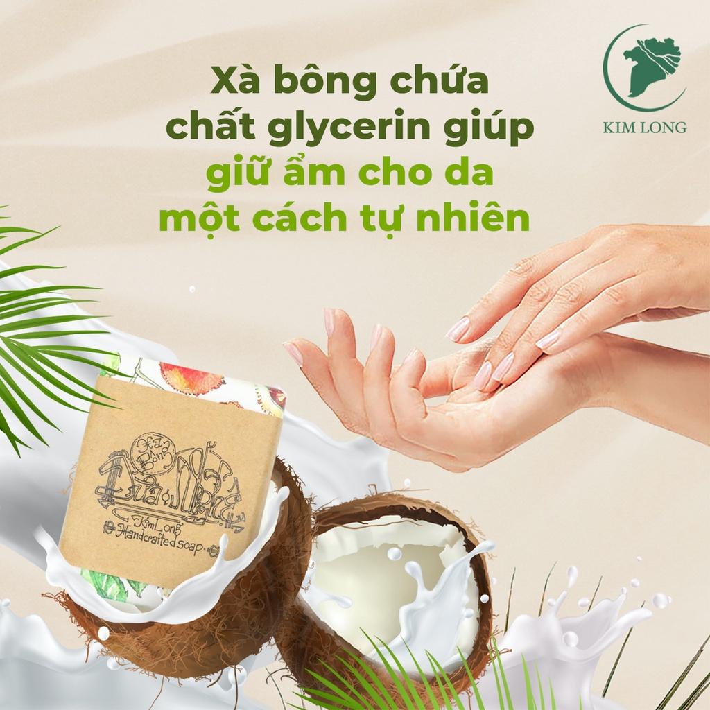 Xà Bông Dừa Nghệ Kim Long Sạch Da Sáng Mịn, Giảm Mụn Lưng, Hỗ Trợ Mờ Vết Thâm 100gram