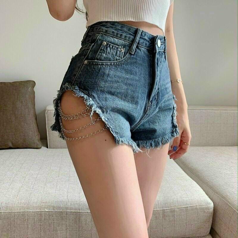 quần shorts jeans phói dây xích đùi siêu sexy-C7T