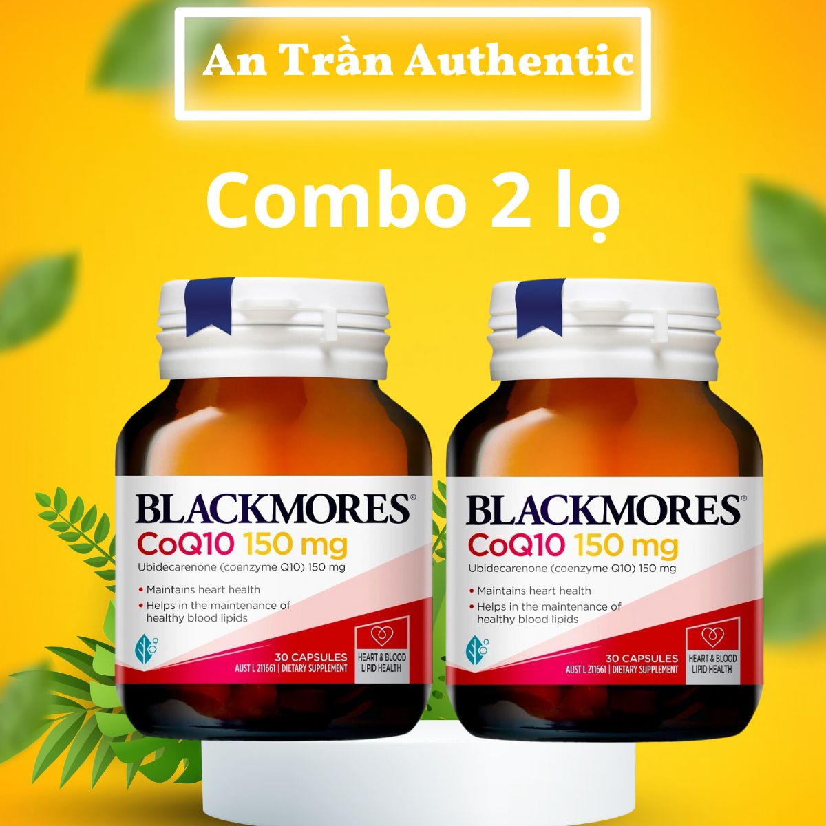 Combo 2 lọ Thực phẩm bảo vệ sức khỏe tim mạch Blackmores CoQ10 150mg