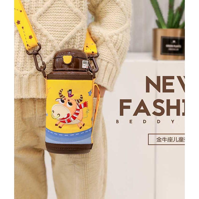 Bình giữ nhiệt Trẻ em Beddybear - Dung tích 580 ml - 3 nắp thay thế - hình Kim Ngưu cho bé từ 2 tuổi trở lên - Bảo hành chính hãng 2 năm