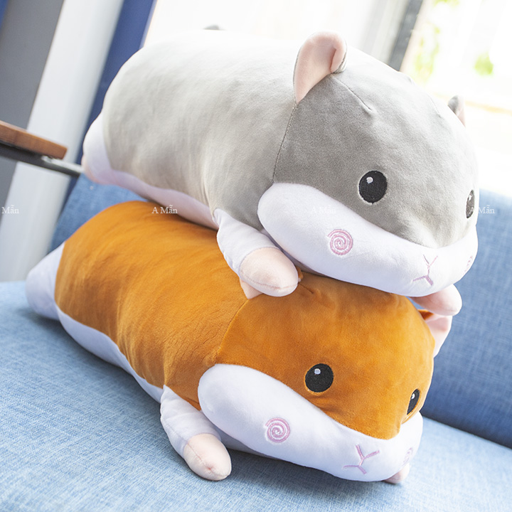 Gấu bông chuột Hamster nằm dễ thương siêu mềm mịn (50cm---&gt;80cm) vải miniso 4 chiều mềm mại êm ái, an toàn cho trẻ nhỏ