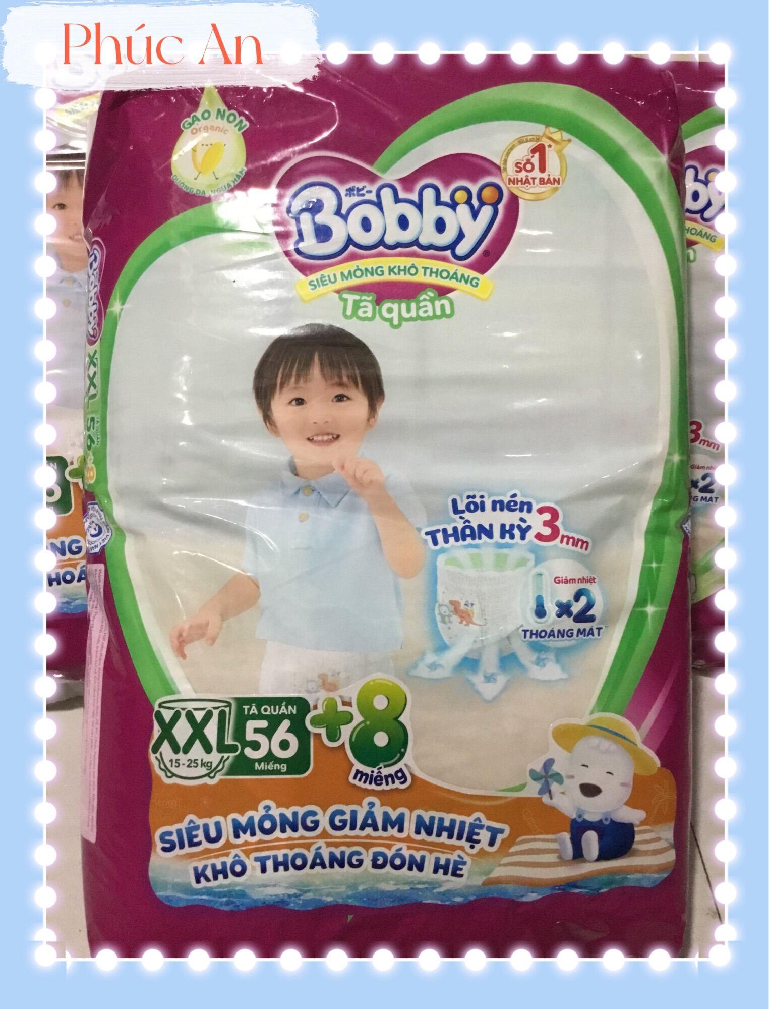 Tặng thêm 2 miếng | Tã Quần Bobby Cho Bé Size XXL 56 Miếng 15 Đến 25 Kg - Bỉm Quần Trẻ Em Bobby Size XXL56 | 2XL 56