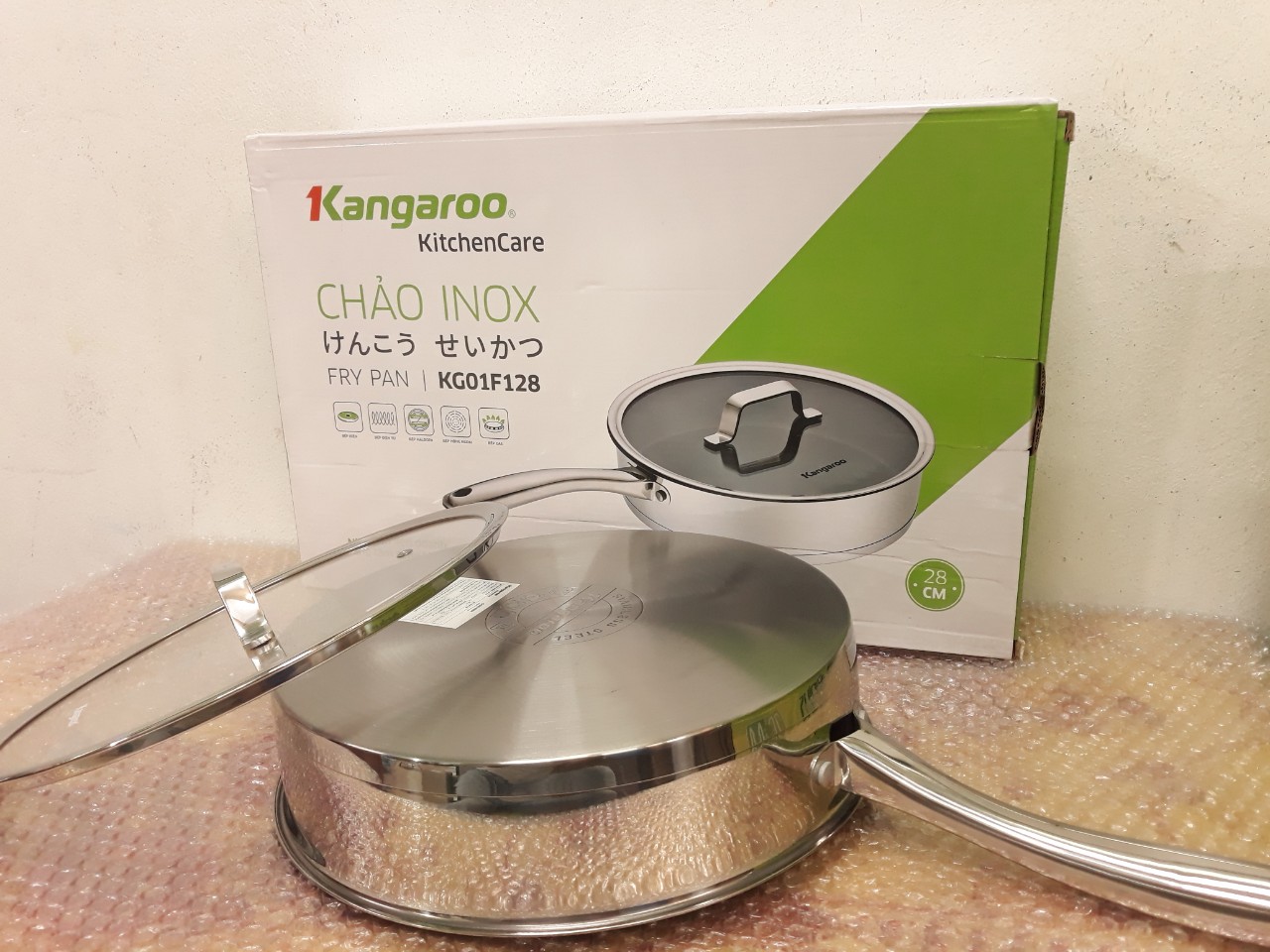 Chảo inox chống dính size 28cm KG01F128 hàng chính hãng