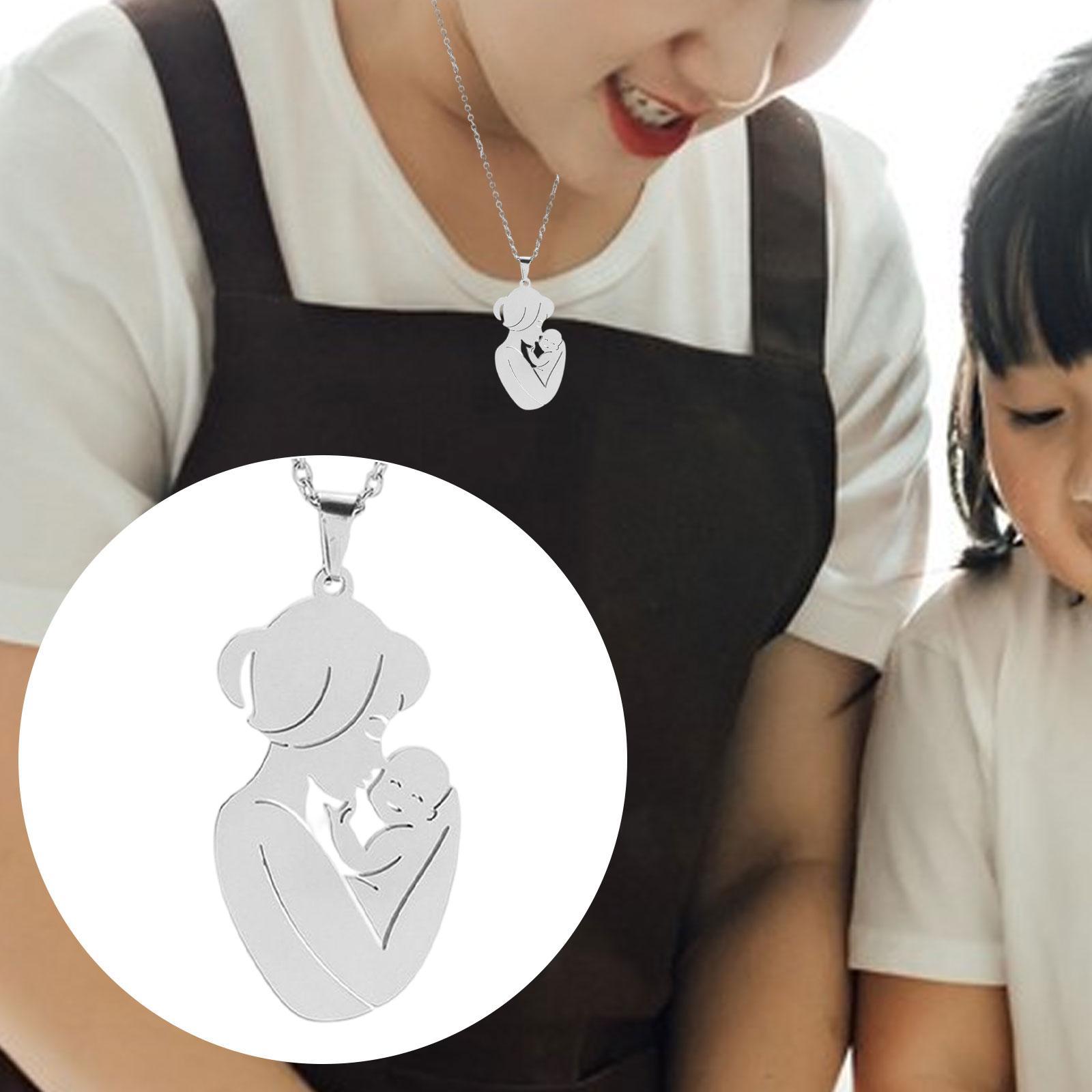 Mom And Baby Pendant Necklace Jewelry Manual Mirror Polishing Process Sweater Chain Women Mother's Day Gift Wife Mother Gift for Anniversary