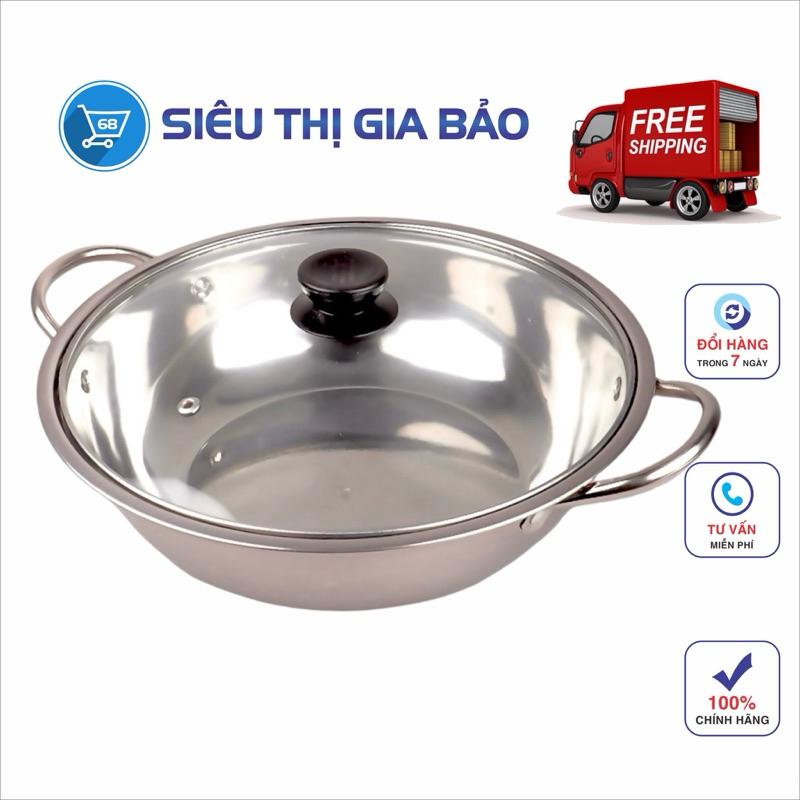 Nồi Lẩu inox 28cm NẮP KÍNH dùng cho mọi loại bếp