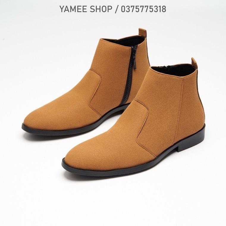 Giày chelsea boots nam da lộn, cổ lửng,khóa kéo,đế khâu.