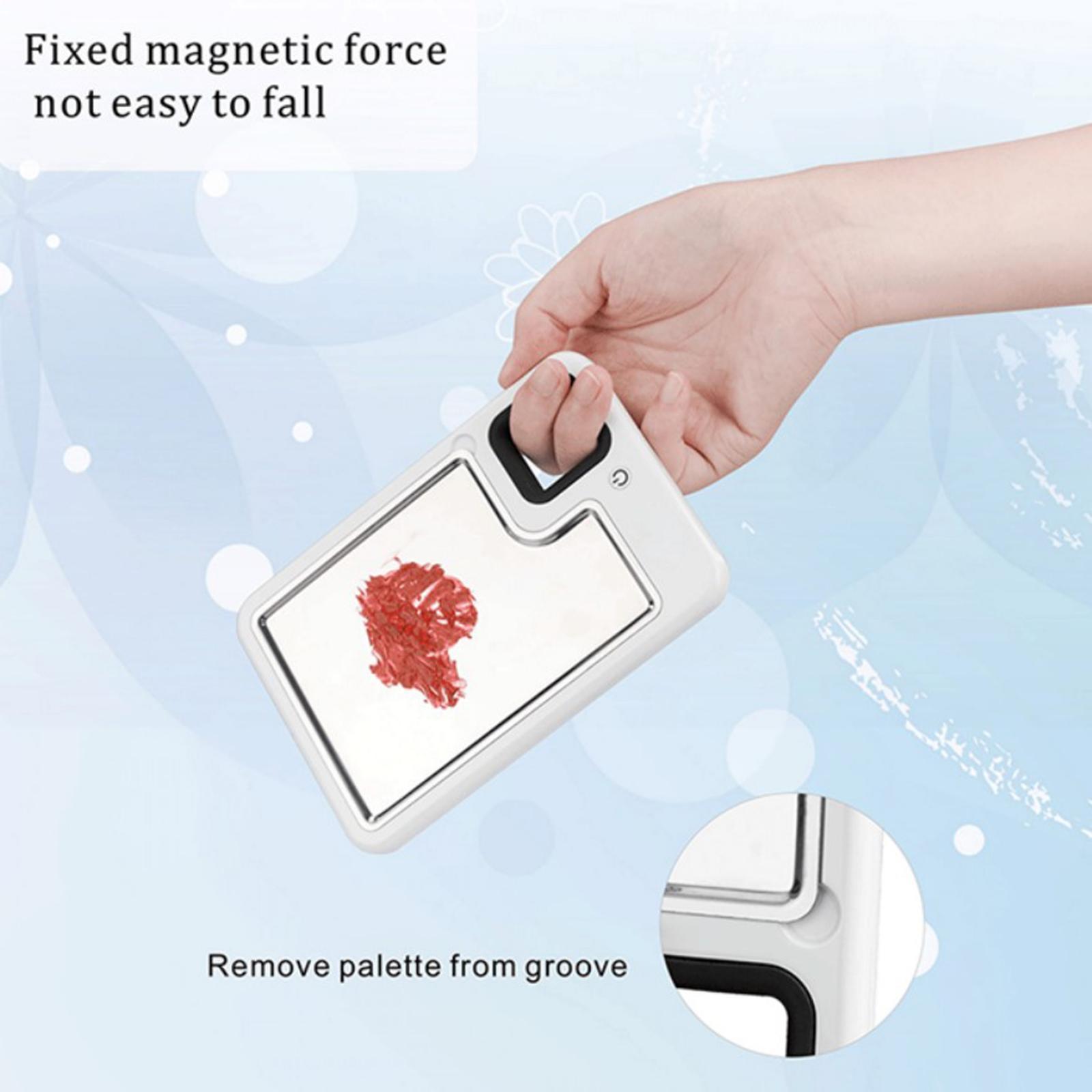Heated Makeup Palette Mirror Salon Nail Art Blending Mixing with Spatula