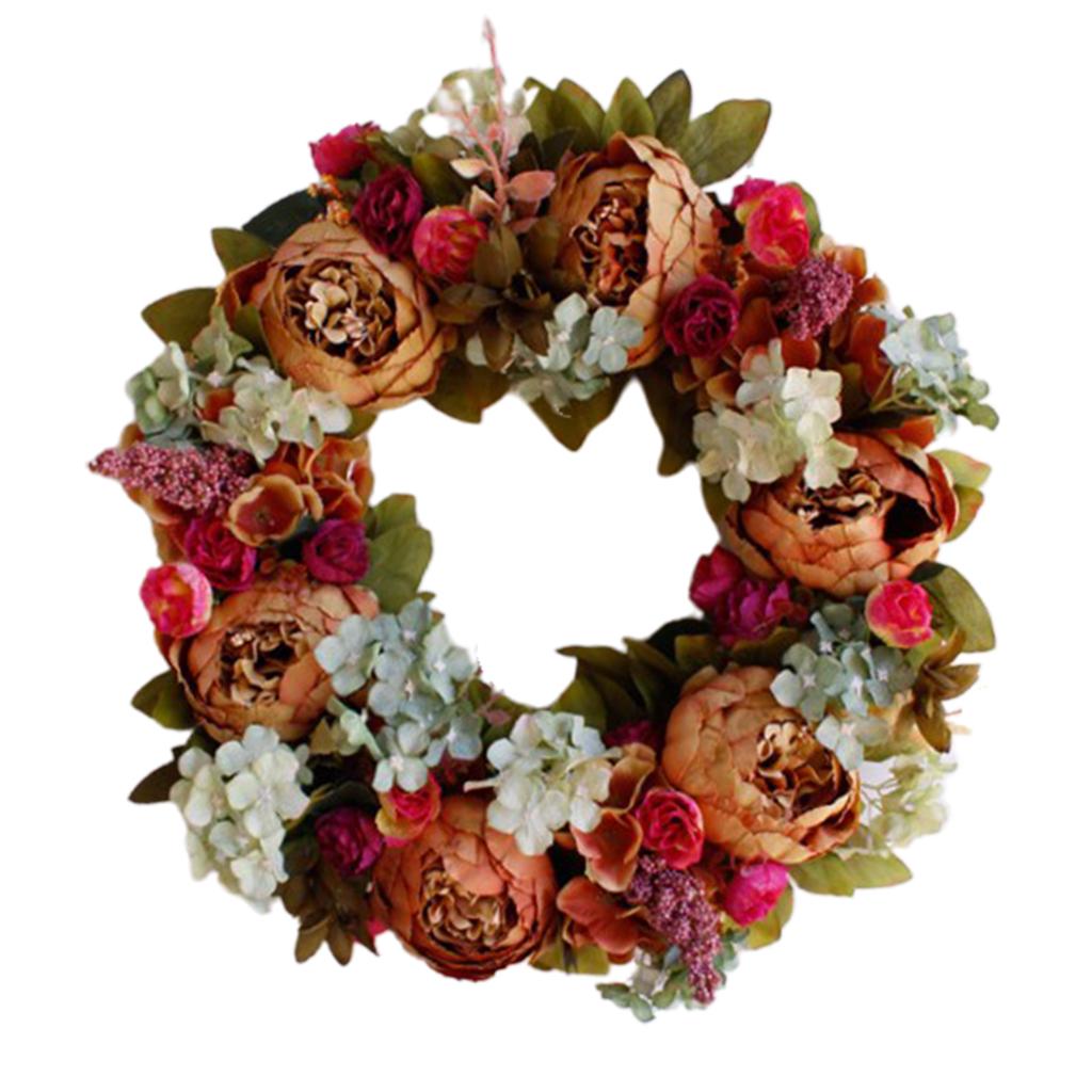 Artificial Flower Wreath Garland Home Front Door Wedding Party Decor, 2 Pcs
