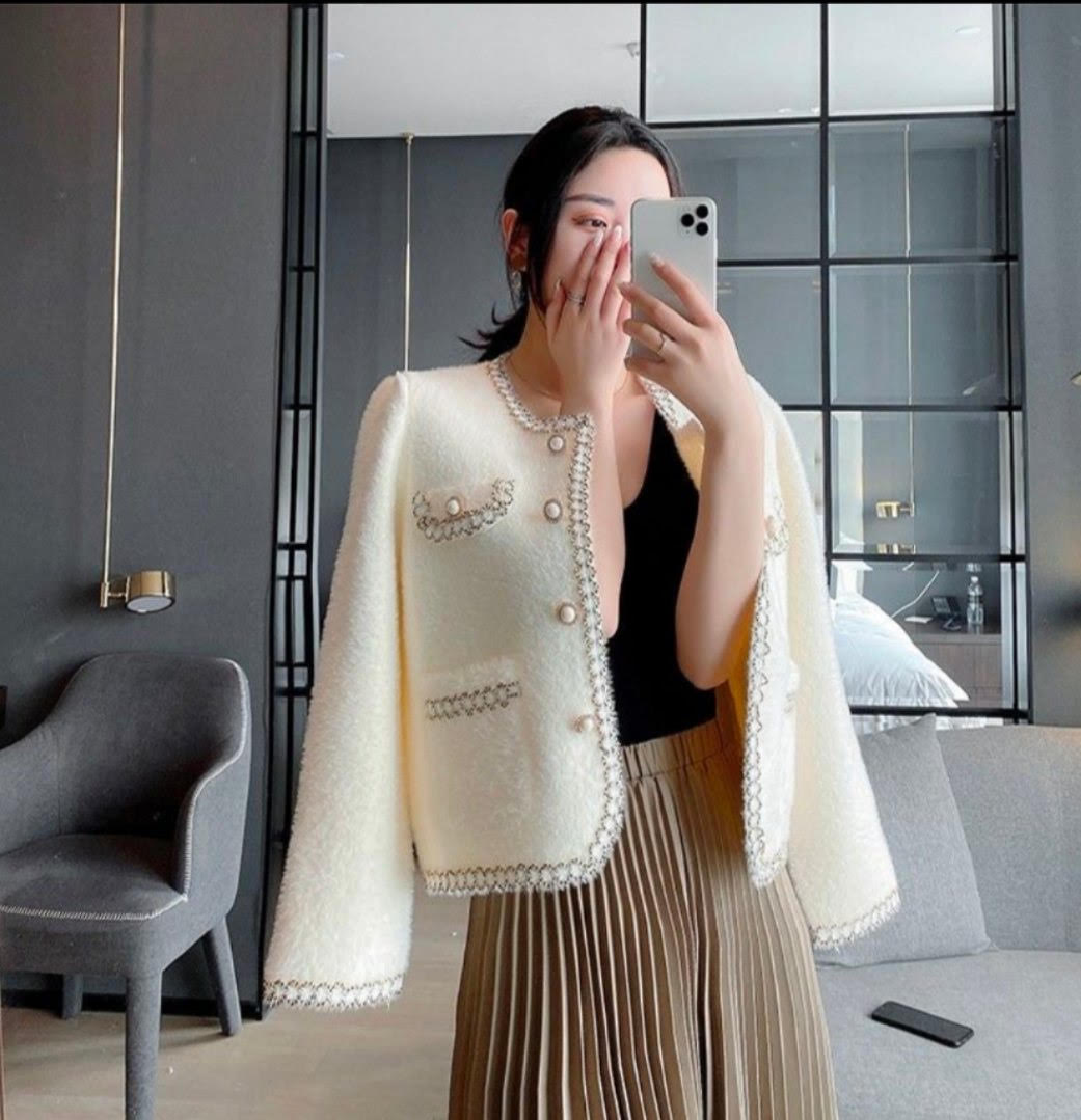 Hình ảnh Áo khoác cardigan Áo Khoác Tiểu thư nữ Phong cách  - AKN8898