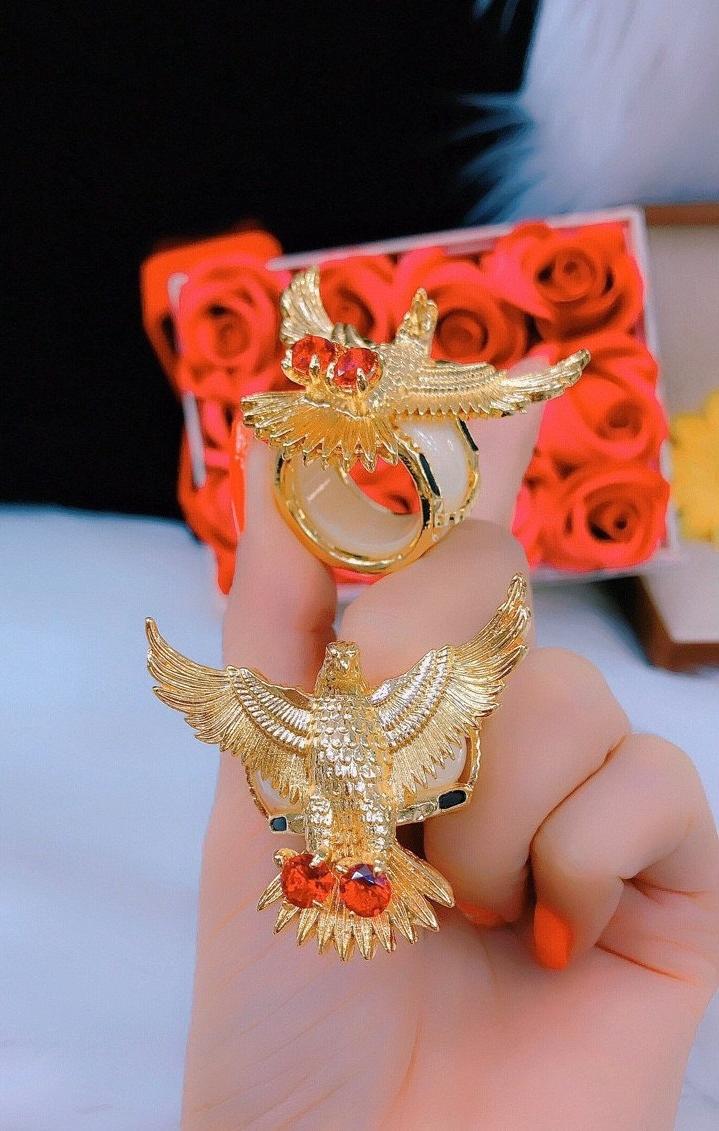 Nhẫn Nam Phong Thủy Đại Bàng Gắp Ngọc 0500205 - Mang rất ngầu - cá tính - tặng kèm hộp