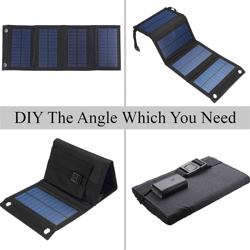 Bảng điều khiển năng lượng mặt trời có thể gập lại Pin năng lượng mặt trời 100W USB Gấp di động Bộ sạc năng lượng mặt trời 5V chống nước ngoài trời Pin năng lượng mặt trời di động Màu sắc: 40W 4 lần