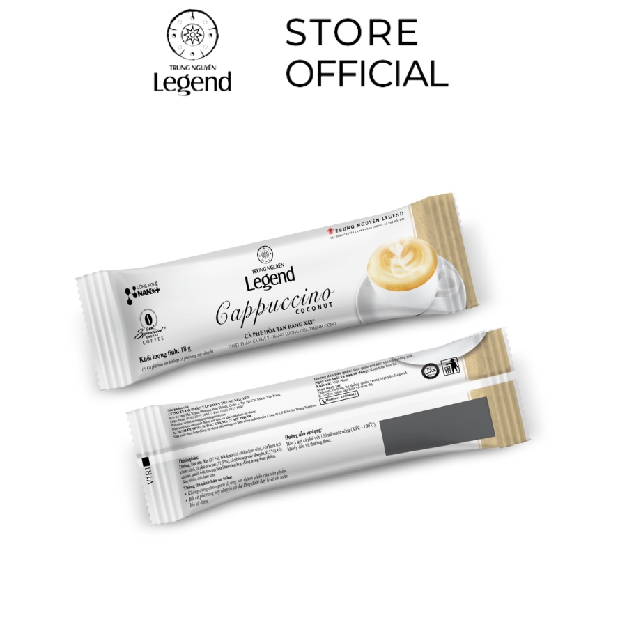 Combo 2 Hộp Cà phê Hòa Tan Cappuccino Coconut - Trung Nguyên Legend - 12 gói (Ít ngọt, béo, thơm)