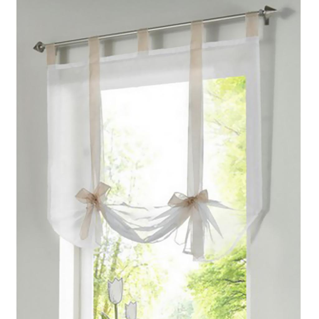 Roman Shade European Embroidery Style Tie Up Window Curtain