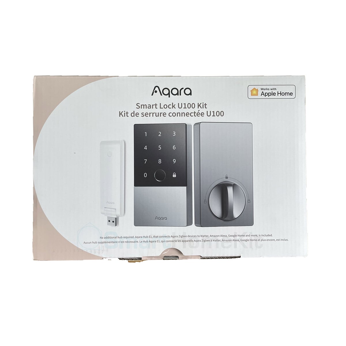 Bộ khóa thông minh Aqara U100 Smart Lock Kit Matter (Có sẵn Aqara Hub E1) Mở khóa bằng ứng dụng, vân tay, thẻ từ - Hàng Chính Hãng