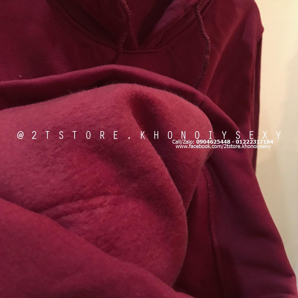 Áo hoodie unisex 2T Store H11 màu đỏ đô