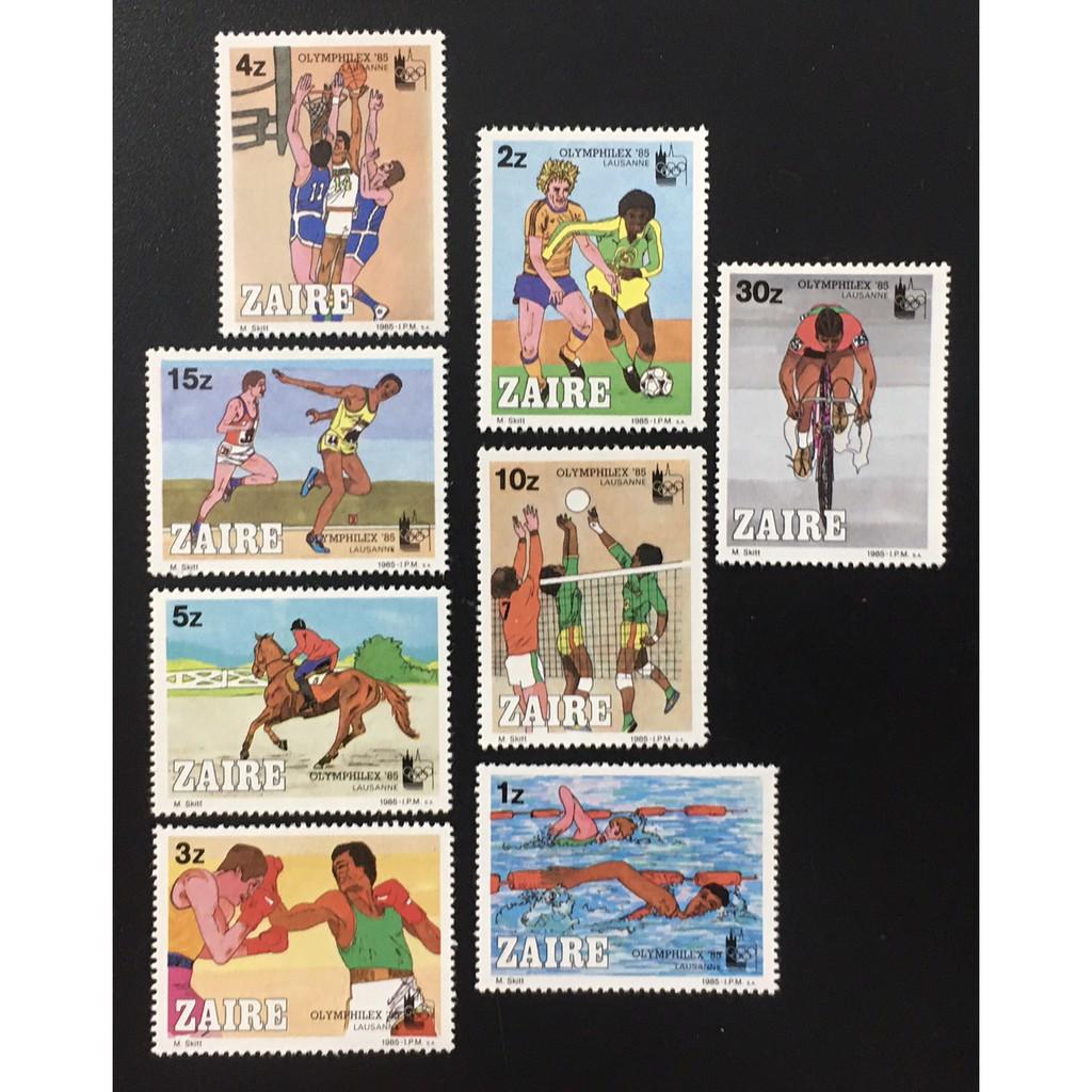 BỘ ZAIRE 1985 MNH - OLYMPIC - BÓNG ĐÁ - 8 CON