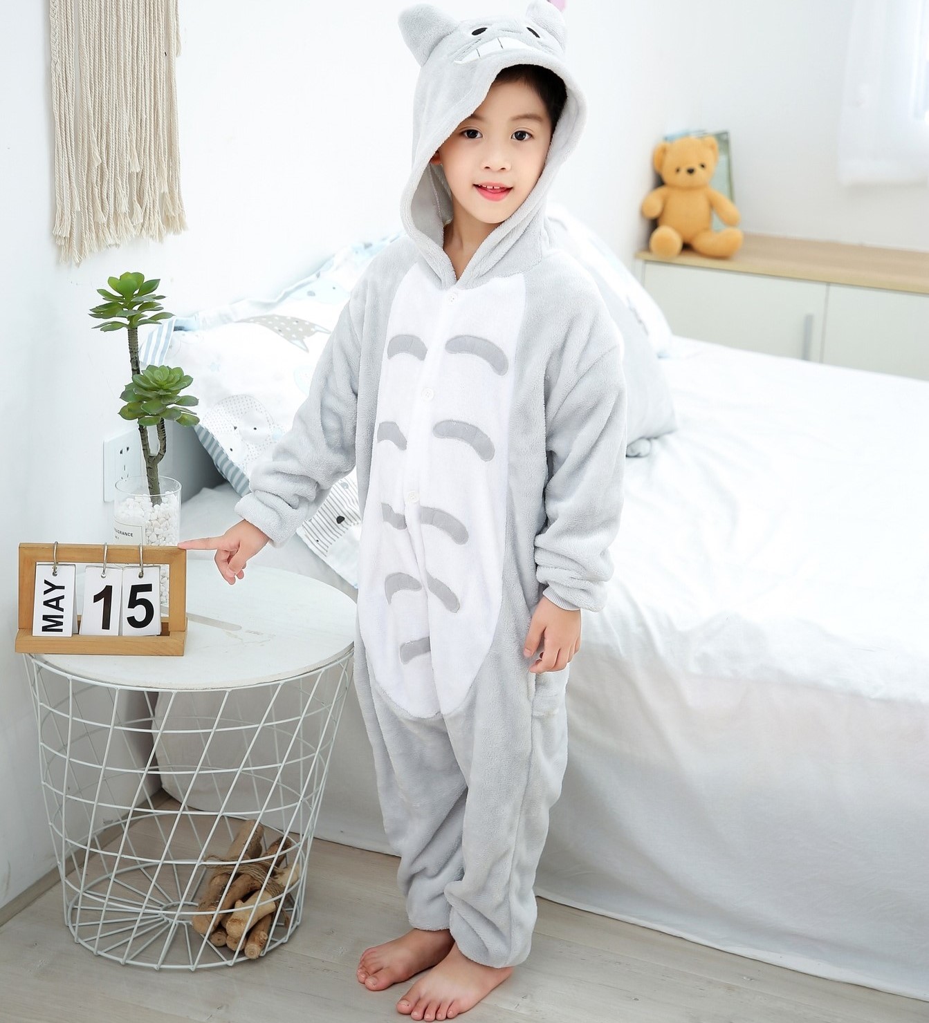 Bộ Đồ Cosplay Cho Bé Trai Và Gái Biến Hình Totoro Xám