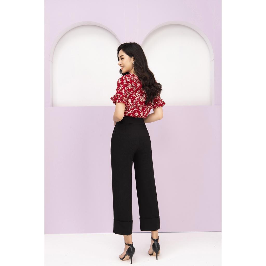 Áo sơ mi nữ công sở LUPERI LFSM1140 cách điệu tay bèo, màu đỏ trẻ trung, hiện đại, dễ mix đồ