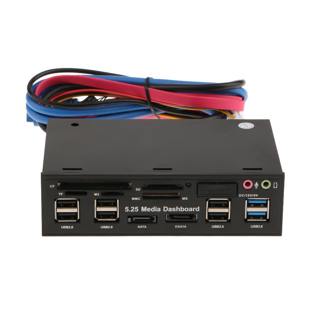 USB3.0/2.0 5.25" Muiti Media Dashboard Front Panel Card Reader