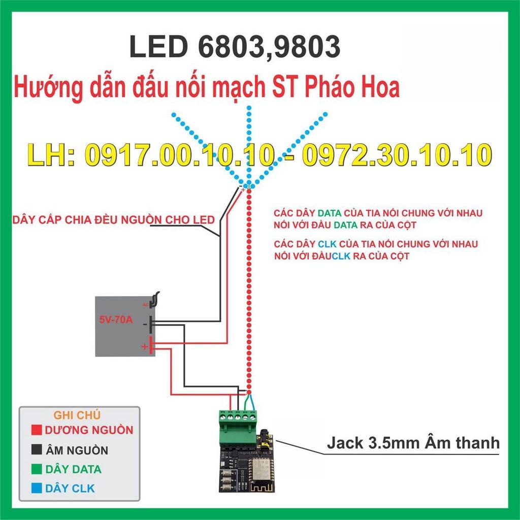 Mạch led hiệu ứng phá.o hoa ST wifi có âm thanh 2023