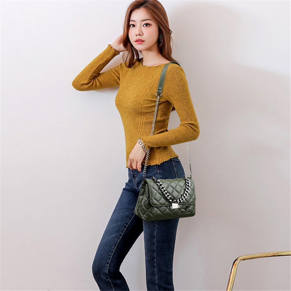 Cổ Điển Nữ Túi Đeo Vai Dây Chuyền Tay Cầm Kim Cương Lưới Túi Chất Lượng Cao, Chất Liệu Da Pu Túi Nữ 2020