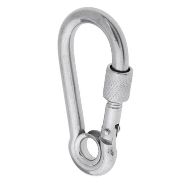 2x Stainless Steel Safety Carabiner Spring Screwgate for Camping Hammock