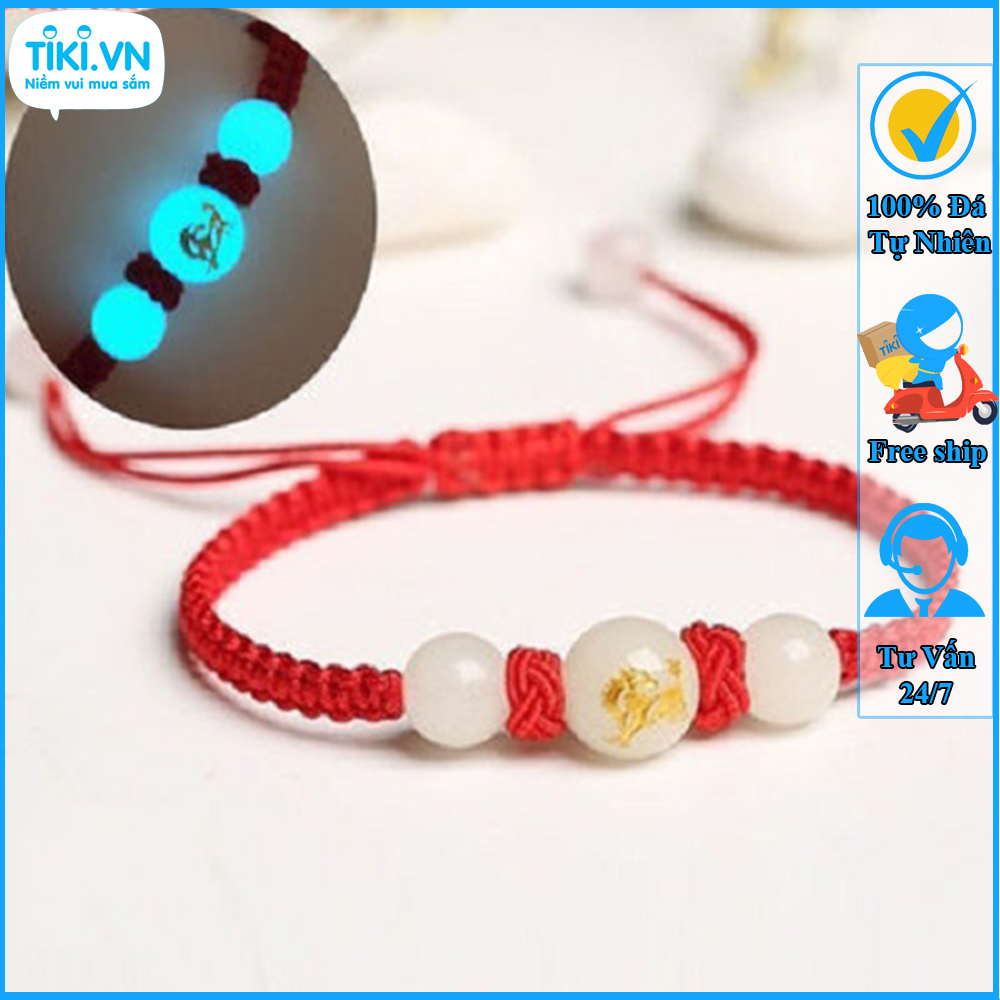 Vòng tết chỉ đỏ con giáp tuổi ngọ - Vòng tay đá hình con ngựa - May mắn tài lộc - Bảo hành 12 tháng