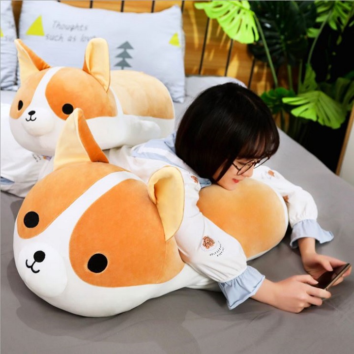 Gấu bông chó corgi nằm mông to dễ thương, gấu bông sang trọng, đồ chơi thú bông