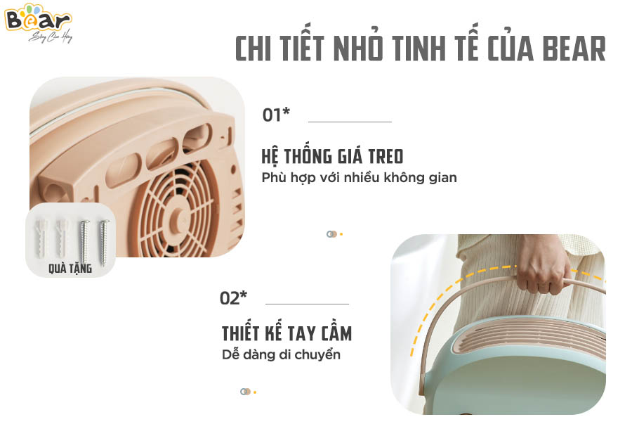 Máy Sưởi Treo Tường, Quạt Sưởi Điện Treo Tường BEAR DNQ-A19B1 Không Làm Khô Da Công Suất 2000 W - Hàng Chính Hãng