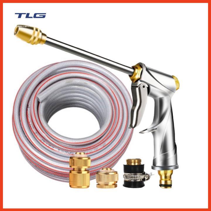 Rửa xe tưới cây Bộ dây và vòi xịt tăng áp lực nước 300% loại 25m cút đồng,nối đồng 206701-2