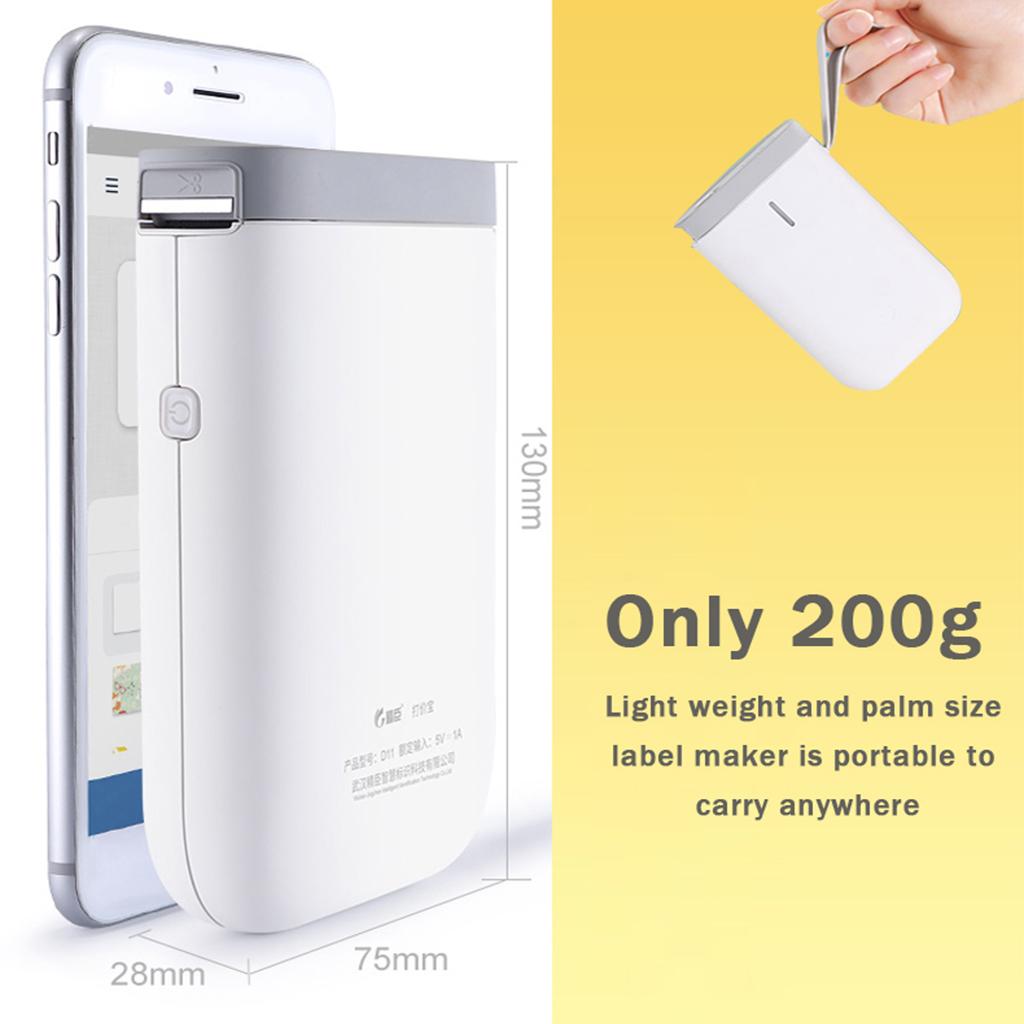 Portable Wireless Thermal Label Printer With 1 Roll White 15x30mm Paper