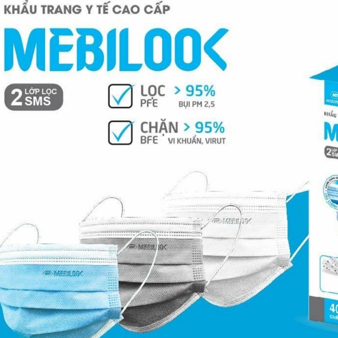 Khẩu trang 2 lớp MEBILOO&lt; - KT không thấm nước / lọc bụi / chặn vi khuẩn hiệu quả