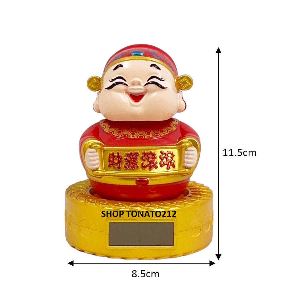 TƯỢNG THẦN TÀI GẬT ĐẦU LẮC LƯ NĂNG LƯỢNG MẶT TRỜI TRANG TRÍ XE Ô TÔ CAO 11.5CM
