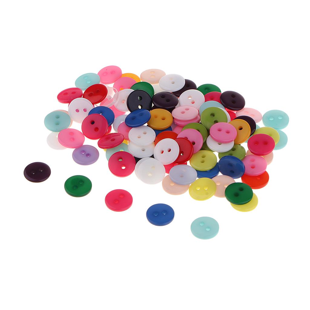 100 Pcs Assorted 2 Lỗ Tròn Nhựa Nút