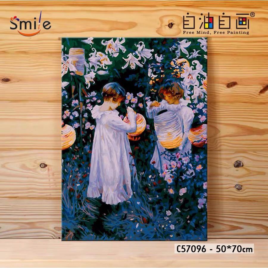 Tranh sơn dầu số hóa tự tô màu theo số cao cấp Smile FMFP Lily Lily Rose Sargent Carnation C57096