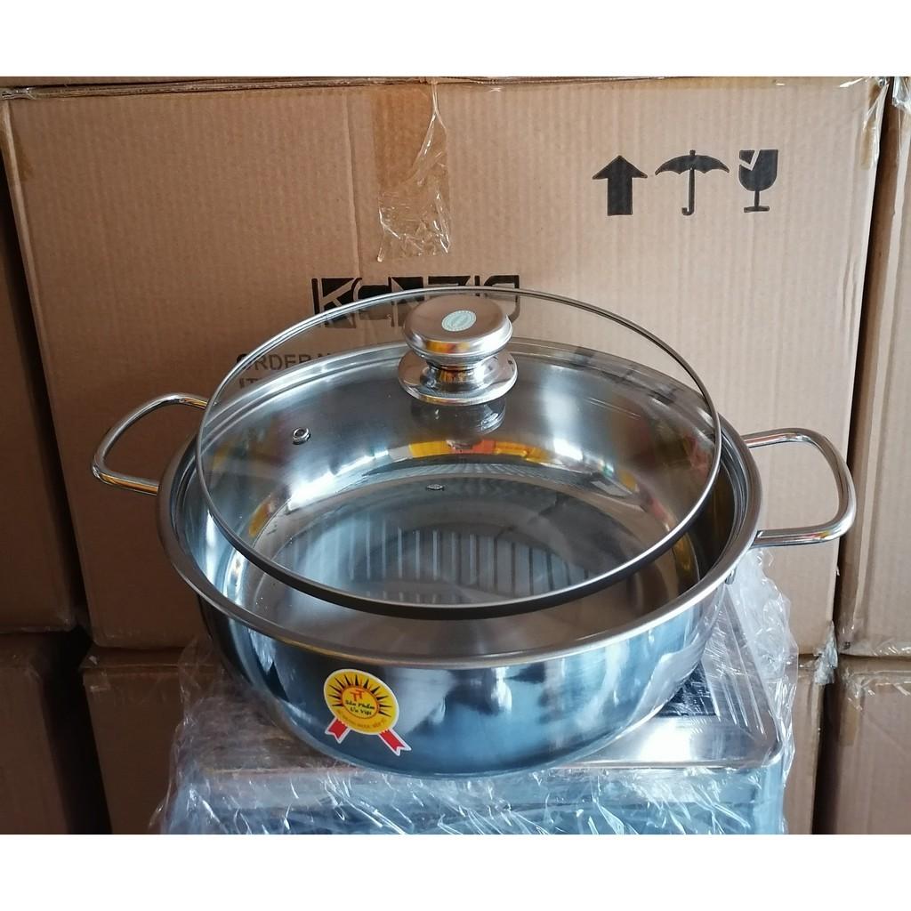 NỒI LẨU INOX NẮP KIẾNG SIZE 26 CM