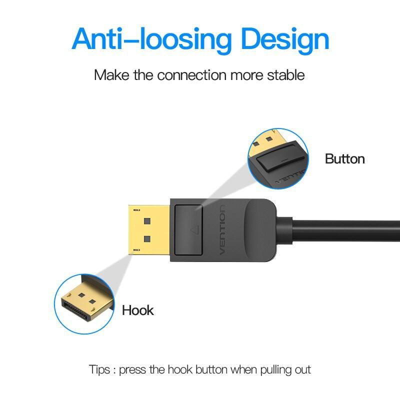 Cáp chuyển đổi Displayport DP to HDMI Vention HADBG dài 1.5m - BEN Hàng chính hãng