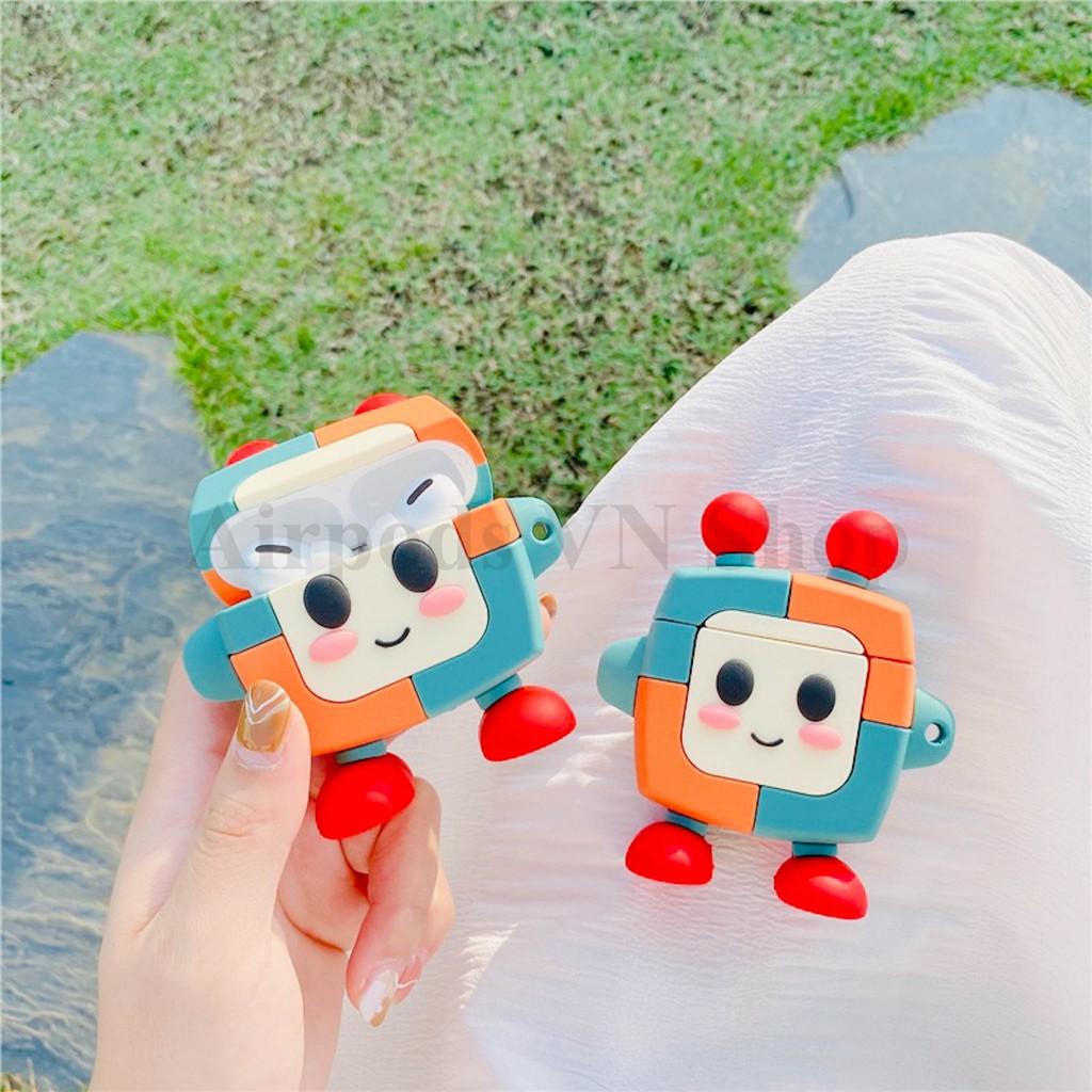 Bao Case Ốp dành cho Airpods 1/2 & Airpods Pro robot hồng xanh kute silicon cao cấp