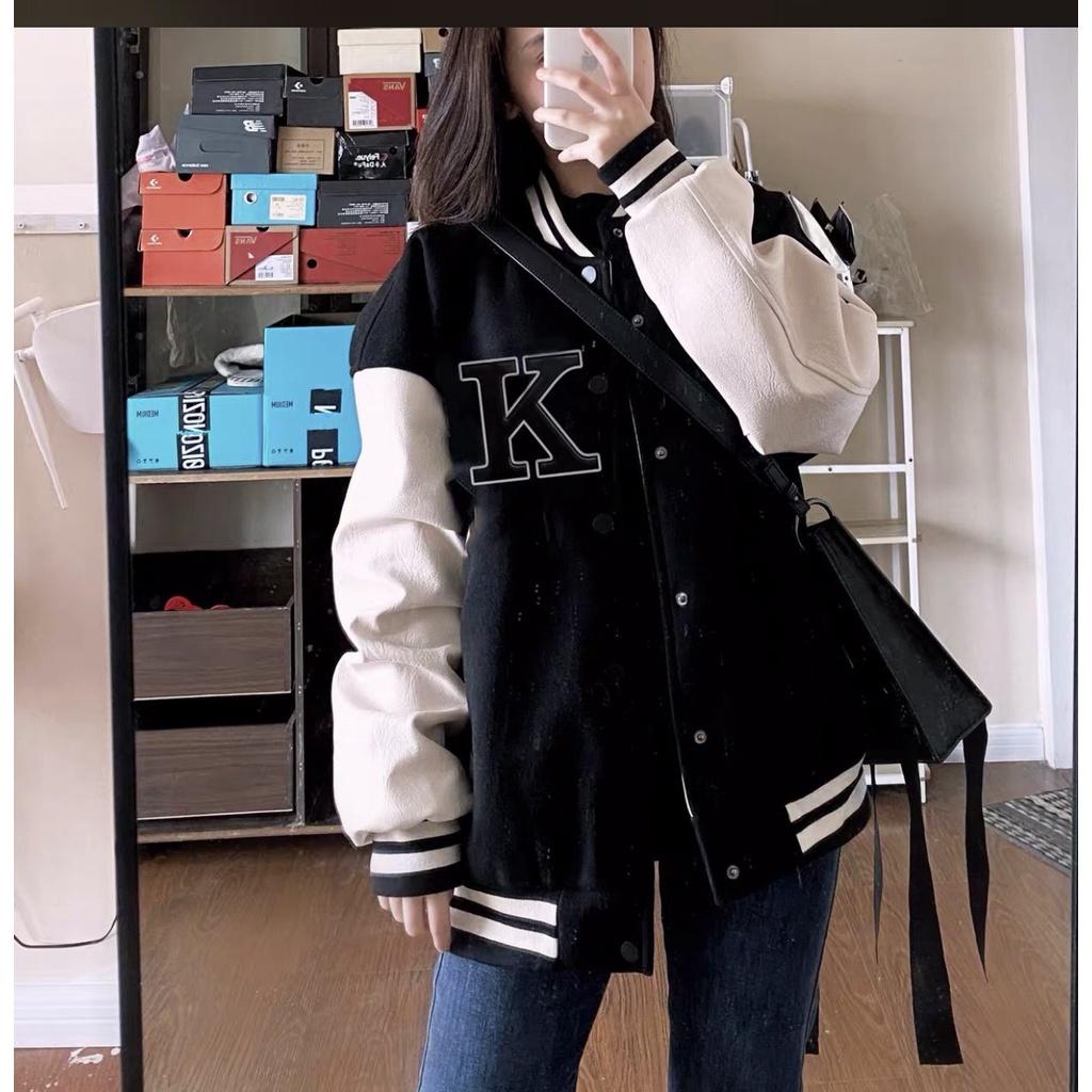 Áo Cardigan Bomber Bóng Chày Nỉ Bông K.KASHENG Form Rộng Unisex Nam Nữ Ulzzang KUN