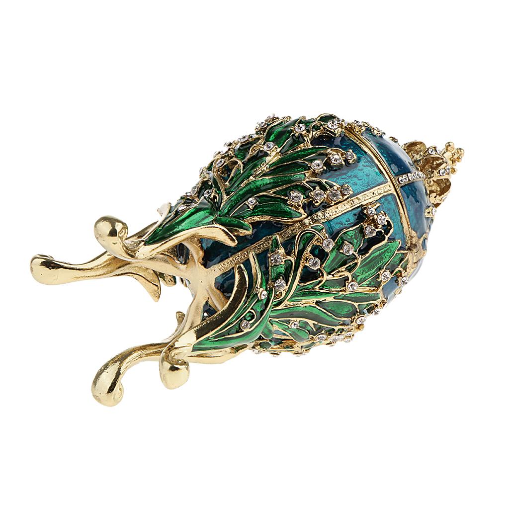 Flower and Crown Rhinestone Easter Egg 4-Leg Stand Jewelry Box Mini Egg