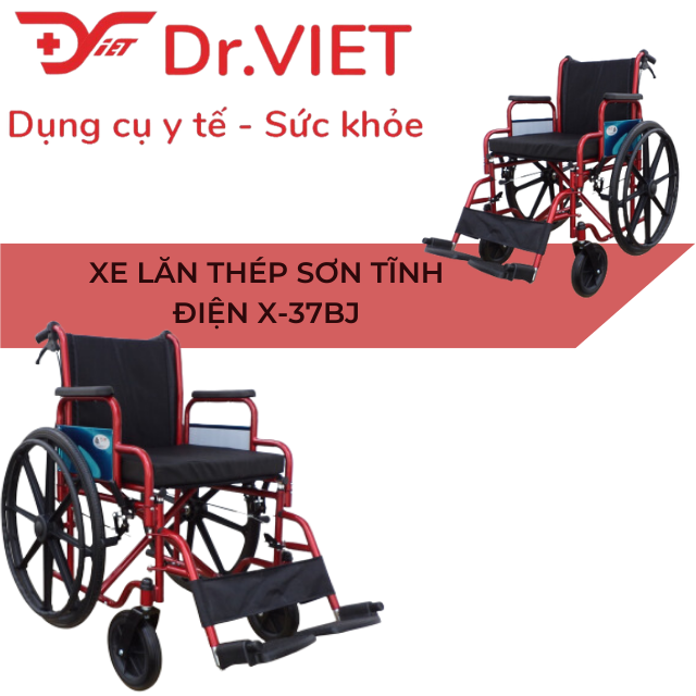 Xe lăn Lucass X-37BJ (X37BJ) [Chính hãng] Xe lăn thép sơn tĩnh điện, thắng tay, gác chân tháo rời cho người già, người đi lại khó khăn