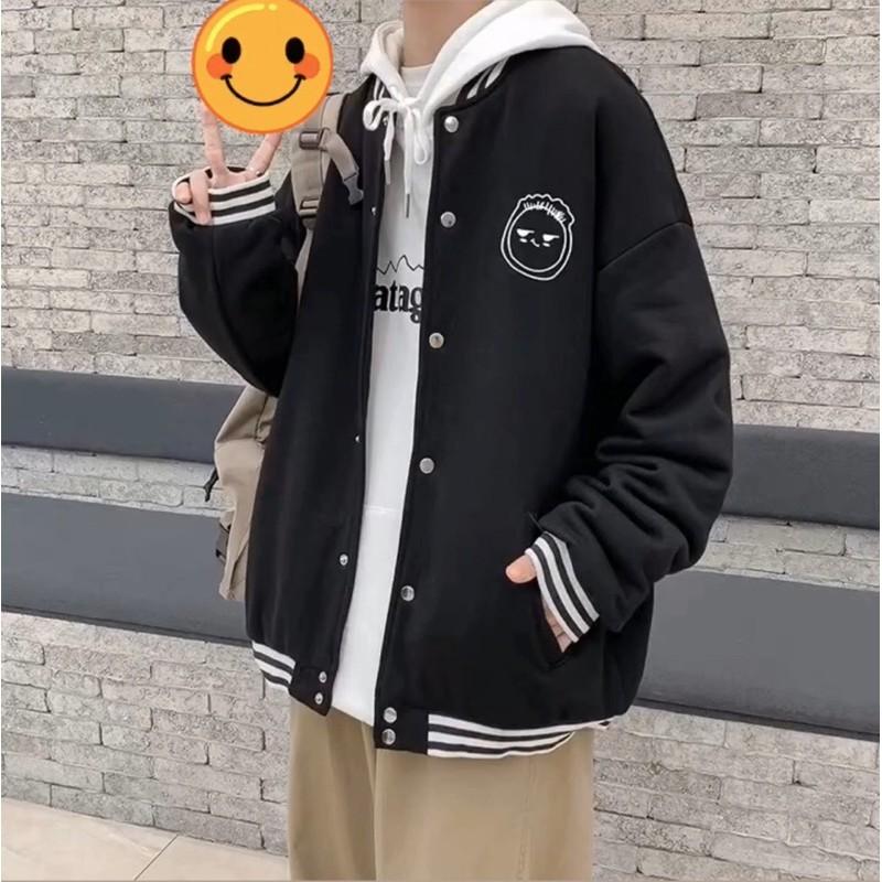Áo Khoác BOMBER FACE tay dài form rộng chất xịn mịn UNISEX