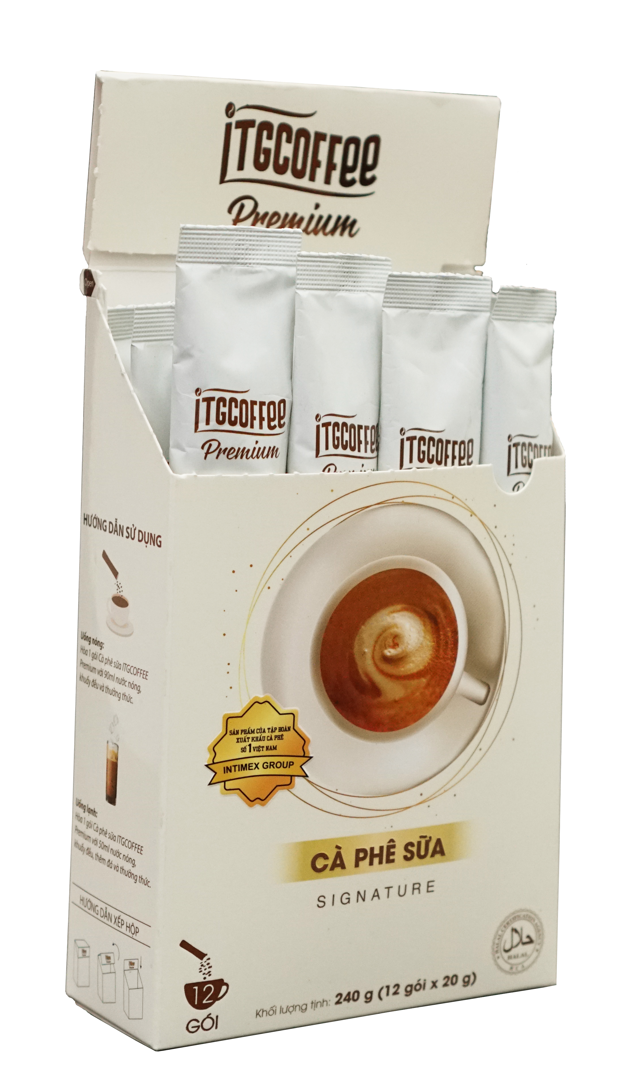 COMBO 2 HỘP CÀ PHÊ HÒA TAN - CÀ PHÊ SỮA SIGNATURE  ITGCOFFEE PREMIUM (Hộp 240g (12 gói x 20g))