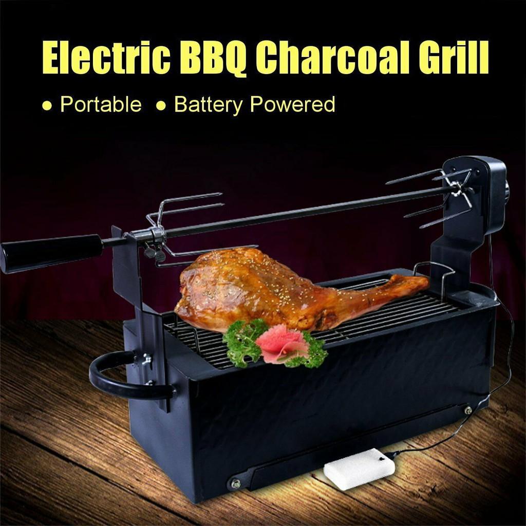 Lò nướng than di động BBQ USA tự động xoay đảo chiều