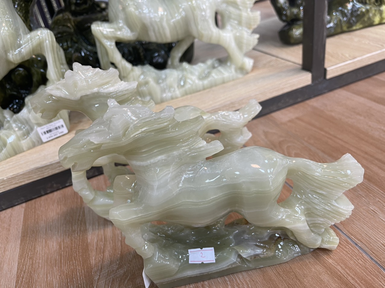 Tượng Ngựa Phi Ngọc Onyx xanh Pakistan