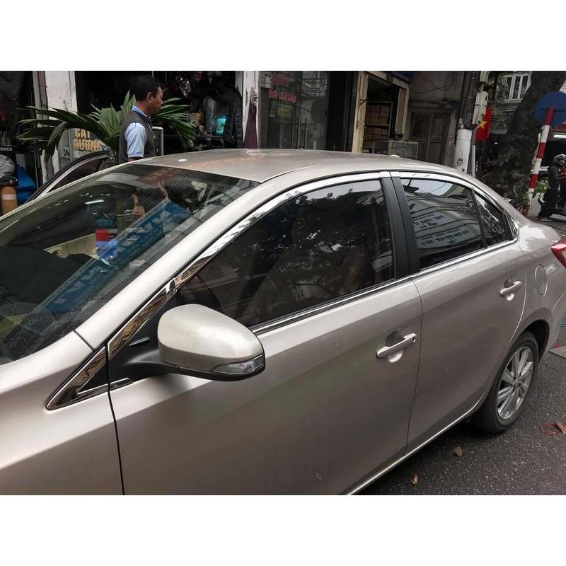 Nẹp chân kính và cong kính xe dành cho Vios 2014-2019 16 chi tiết