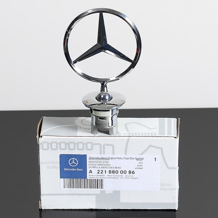 Logo nắp capo đầu xe ô tô Mercedes, loại hàng cao cấp - Chất liệu: Hợp kim mạ crom