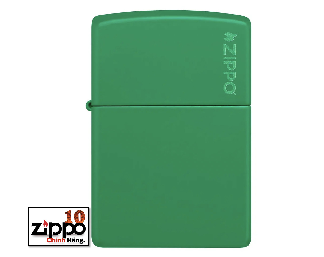 Bật lửa ZIPPO 48629ZL Classic Grass Green Matte Zippo Logo - Chính hãng 100%