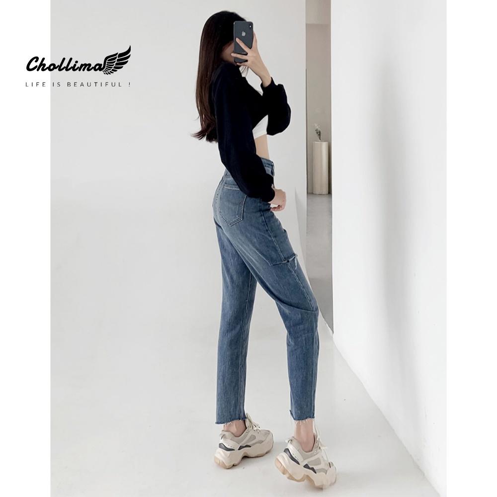 Quần baggy jean Chollima ống nhỏ rách tua lai QD247 phong cách hàn quốc trẻ trung năng động