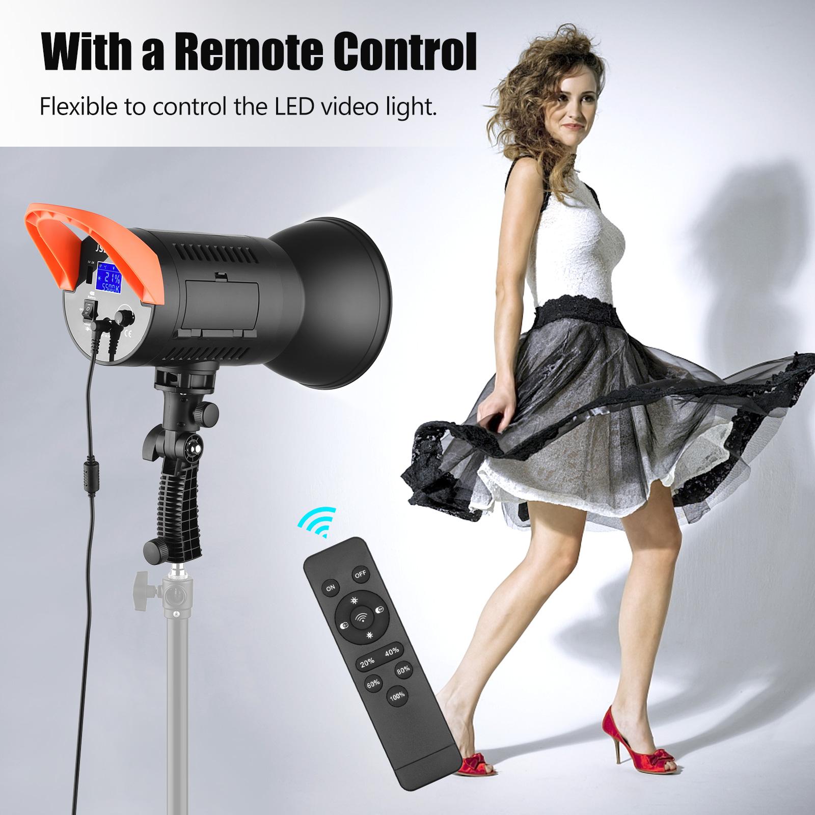 100W LED Video Light 5600K Studio Light Dimmable Bowens Mount Continuous Light with Reflector Remote Control for Wedding